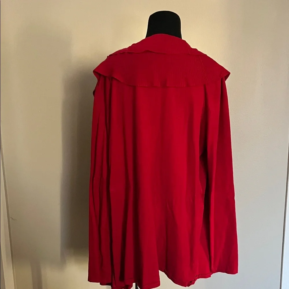Red Elegant Ruffled Cardigan - Picture 3 of 3